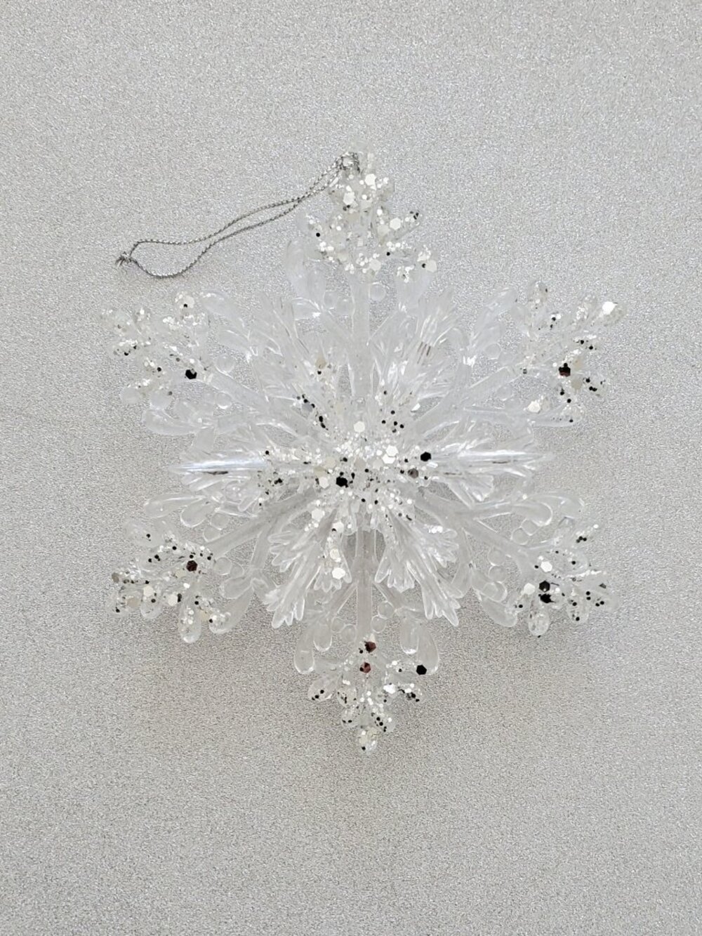 3D Clear Glitter Snowflake Ornament